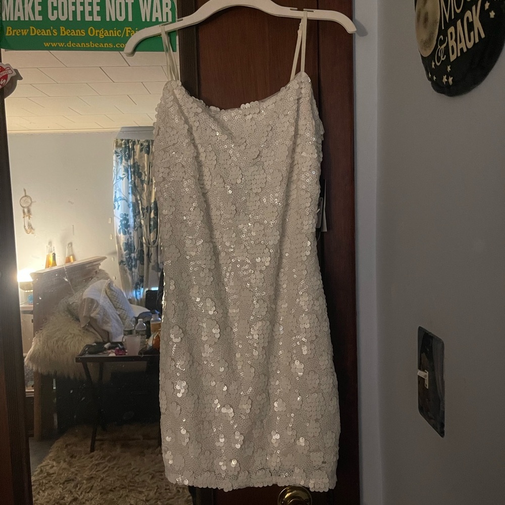 Guess Cream White Sequin Dress